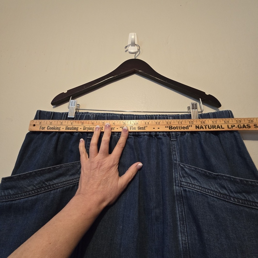 Vintage St Johns Bay 90s Y2K Denim Knee Length Skirt Women's XXL Petite Pockets - Picture 7 of 12